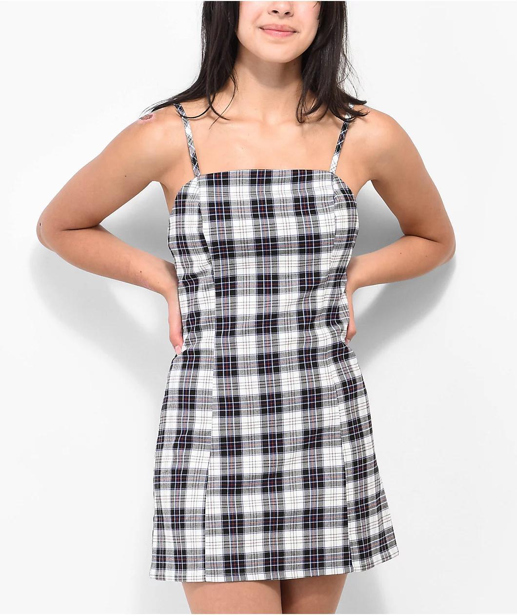 Empyre Dia Black & White Plaid Mini Dress Product Image