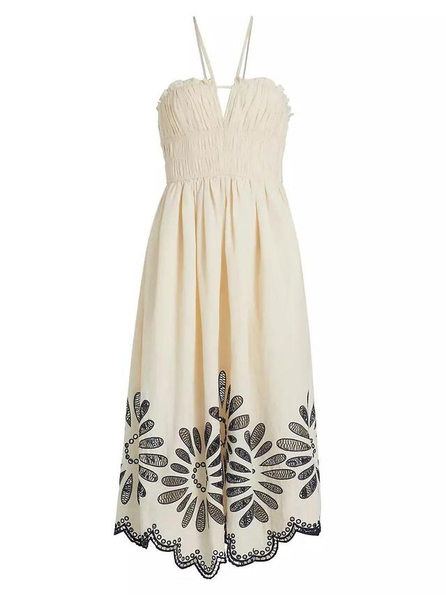 Beatrice Embroidered Linen & Cotton Midi-Dress Product Image