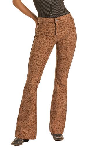 SALE Rock & Roll Denim® Ladies' Brown Reversible HR Extra Stretch Flare Jeans Product Image