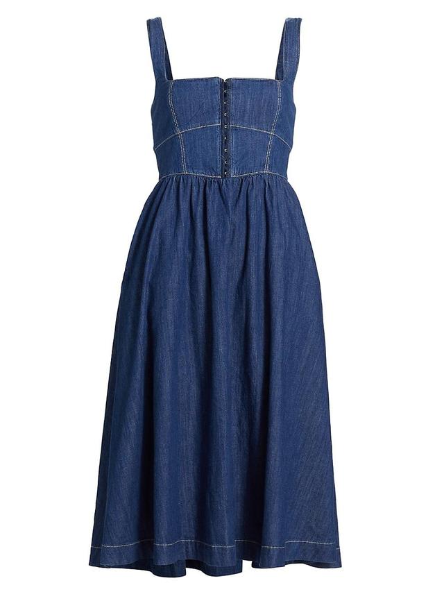 Womens Tagliatelle Denim Midi-Dress Product Image