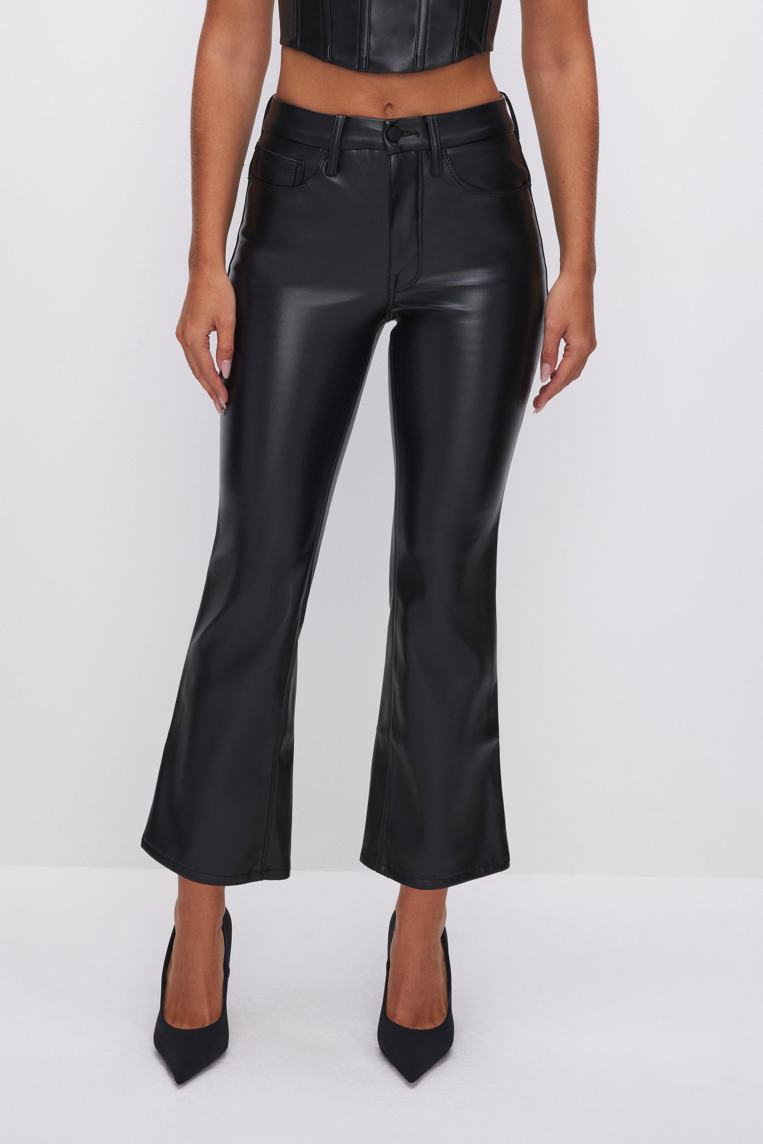 GOOD LEGS CROPPED MINI BOOT FAUX LEATHER PANTS | BLACK001 Product Image