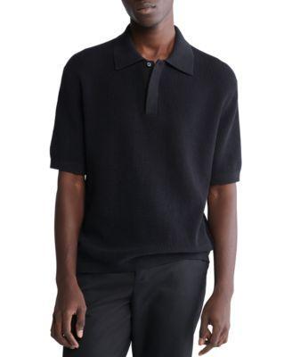 Calvin Klein Mens Waffle-Knit Polo Shirt Product Image