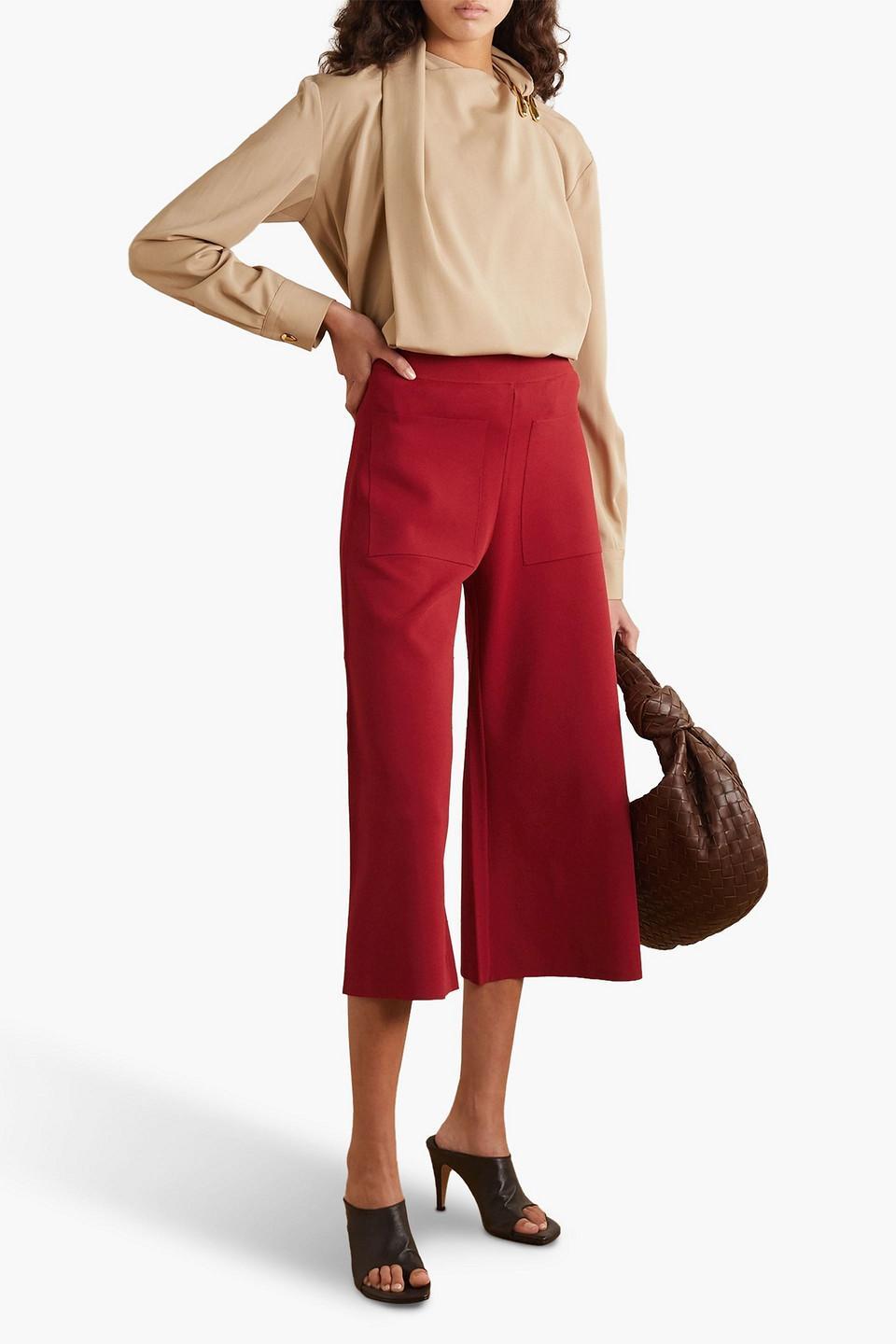 Cropped Stretch-knit Wide-leg Pants In Brick Product Image