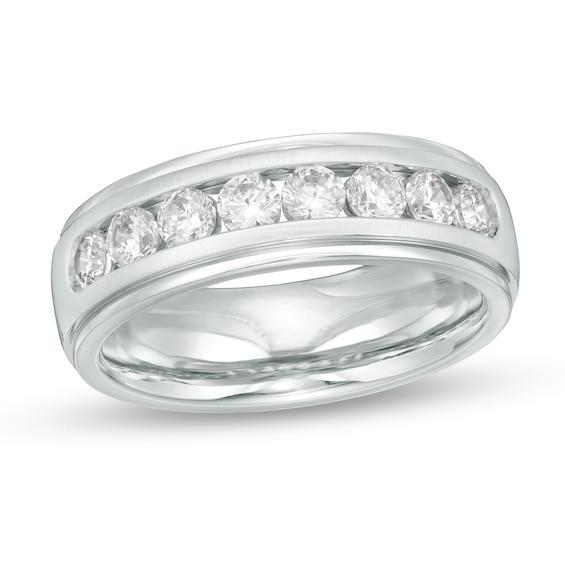 Men's 1 CT. T.w. Certified Lab-Created Diamond Wedding Band in 14K White Gold (F/Vs2) - Size 10 Product Image