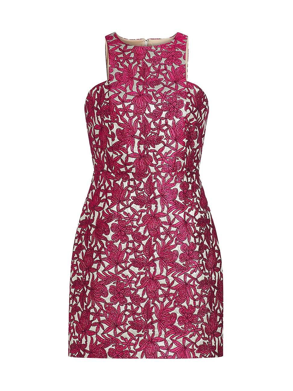 Womens Floral Jacquard Halter Minidress Product Image