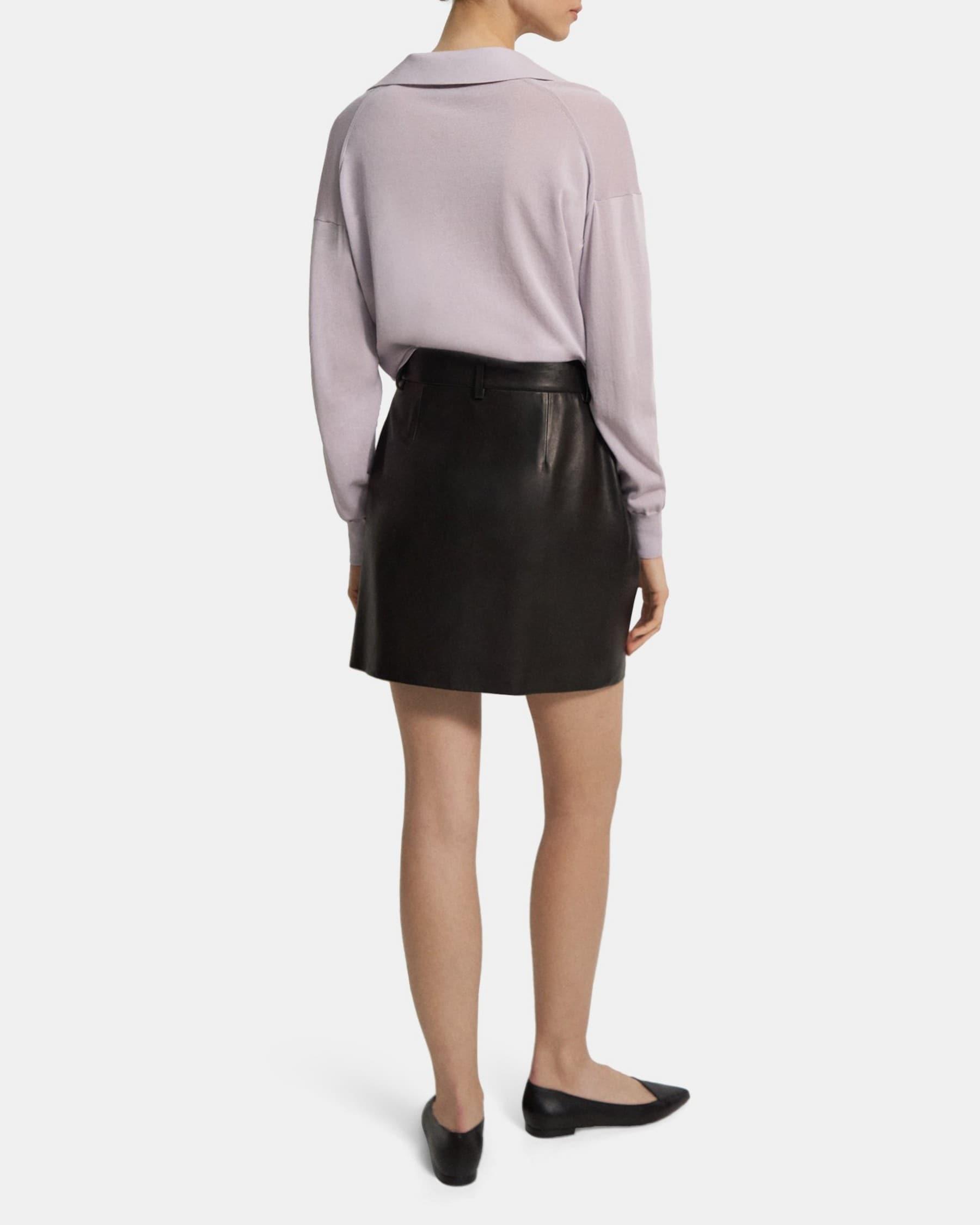 Pleat Mini Skirt in Leather Product Image