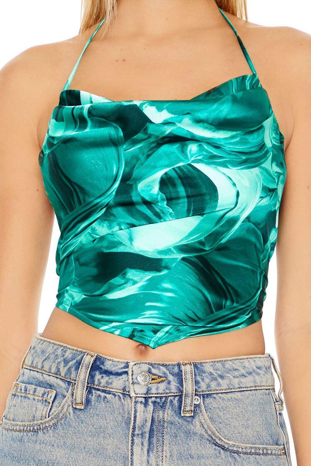 Satin Abstract Print Halter Top | Forever 21 Product Image