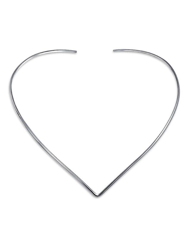 Basic Simple Slider Choker V Shape Collar Statement Necklace For Women .925 Silver Sterling Add Your Pendant 2MM Product Image