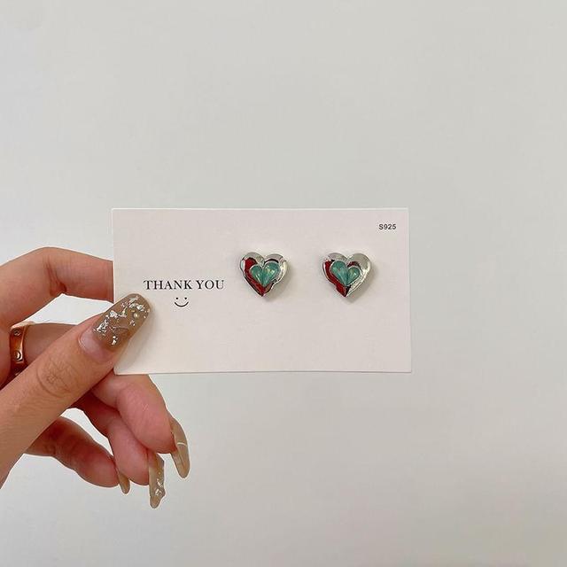 Rhinestone Heart Stud Earring Product Image