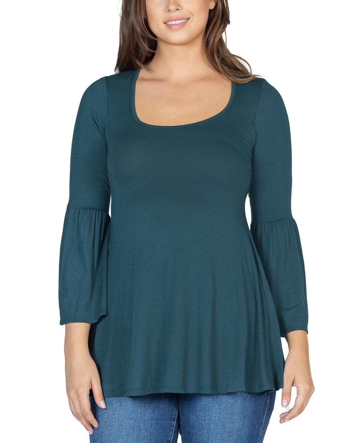 24seven Comfort Apparel Womens Bell Sleeve Flared Tunic Top Product Image