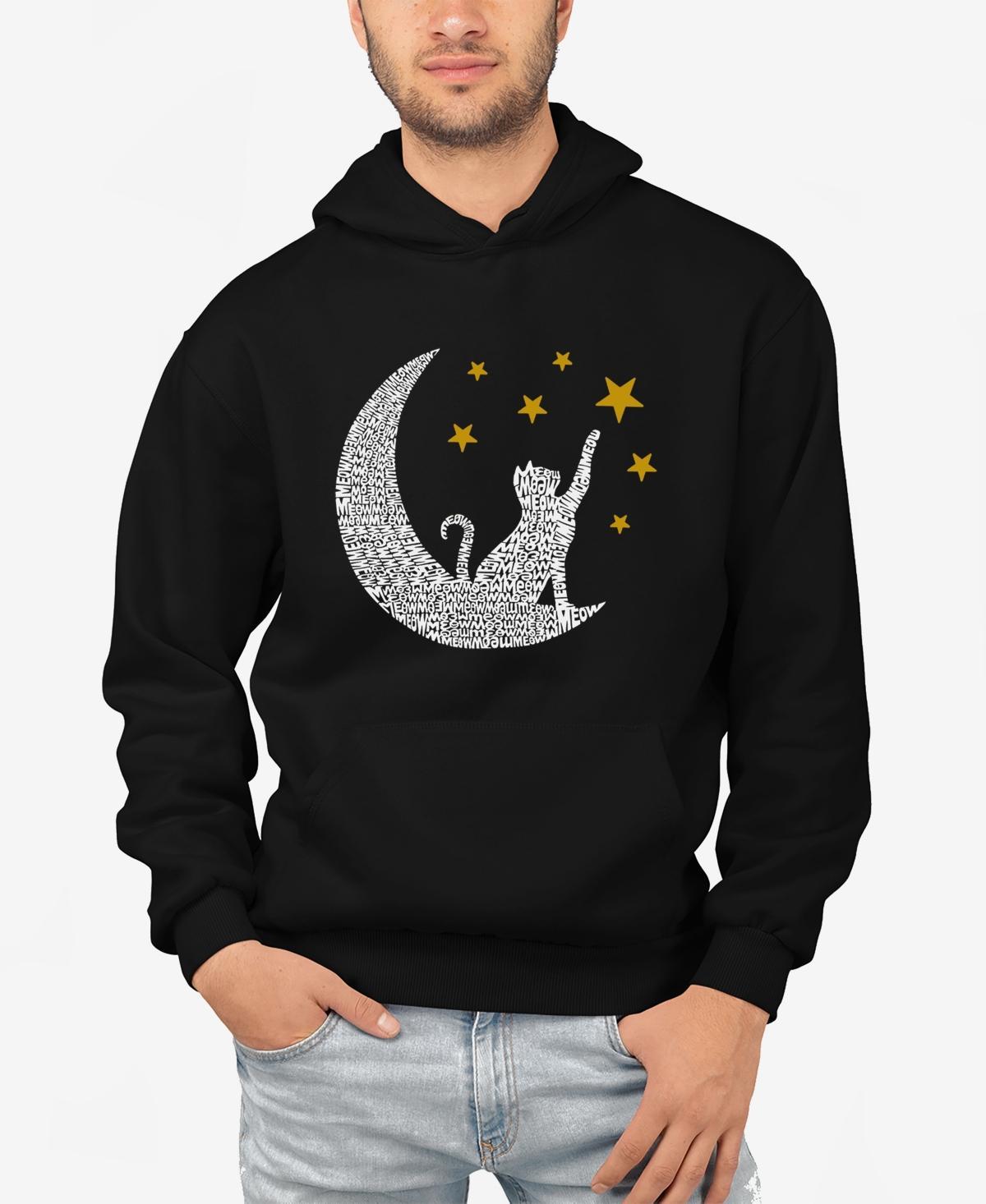 La Pop Art Cat Moon - Mens Word Art Hooded Sweatshirt Product Image