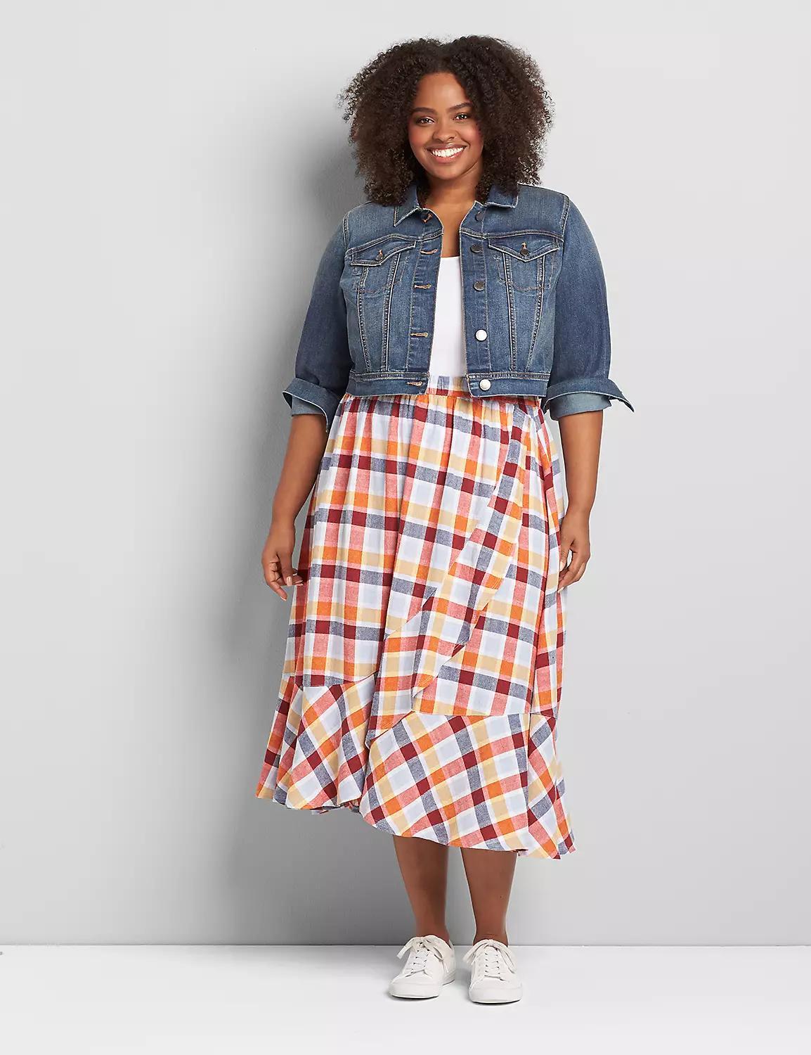 Faux-Wrap Ruffle A-Line Skirt Product Image