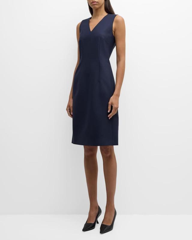 Sleeveless V-Neck Stretch Wool Dress Product Image