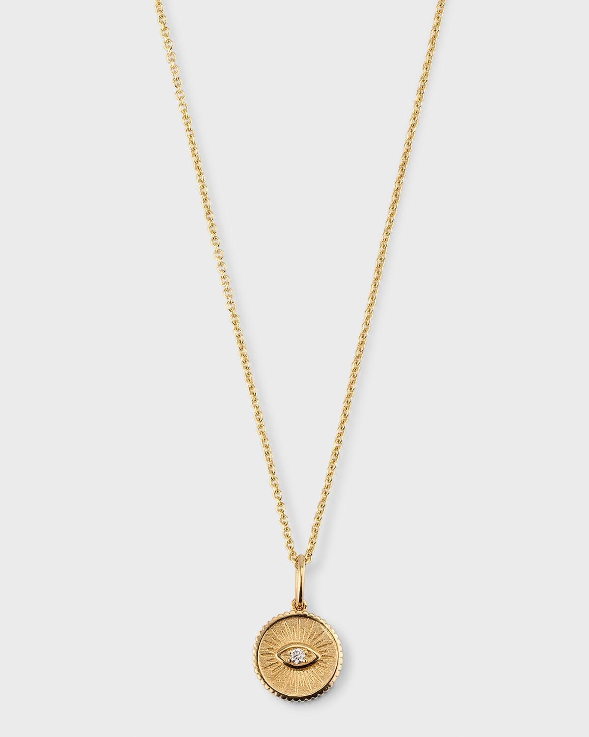 Sydney Evan 14k Diamond Evil Eye Coin Necklace - GOLD Product Image