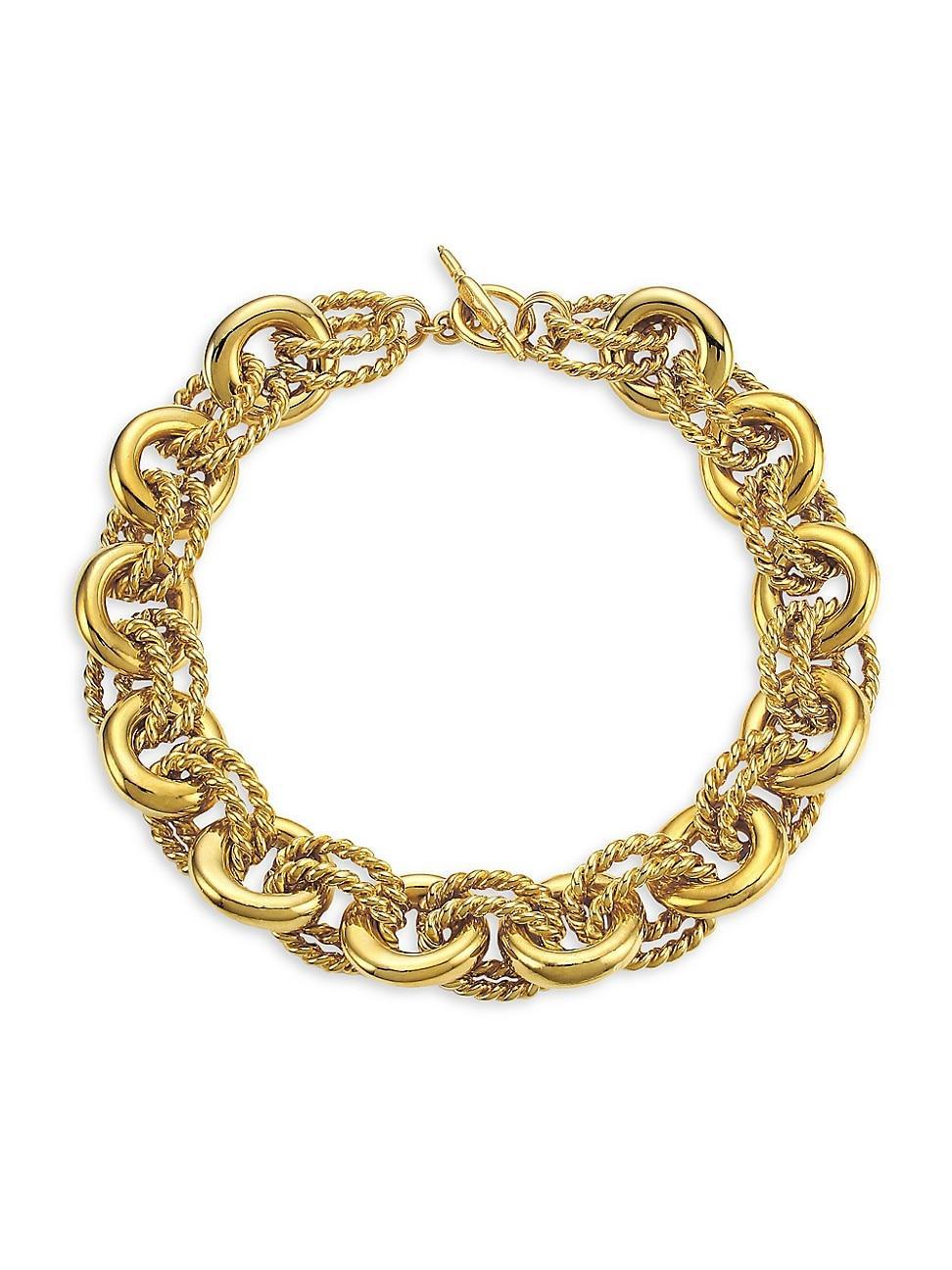 Womens Polished 22K Goldplated Double-Twist Link Collar Necklace Product Image