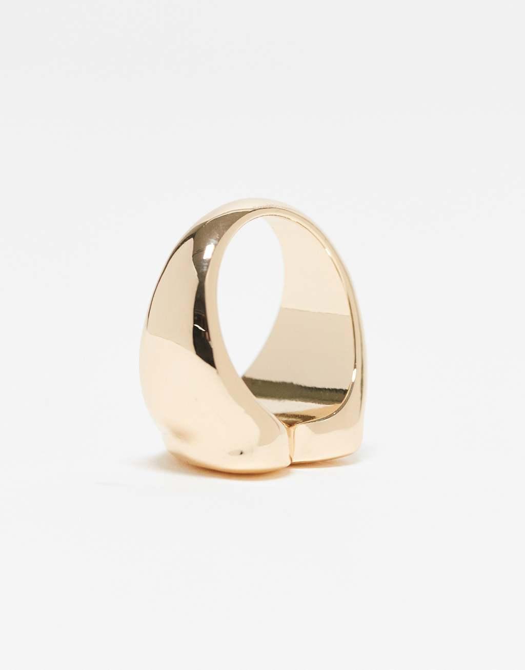 ASOS DESIGN Curve ring with puff heart detail in gold tone Product Image