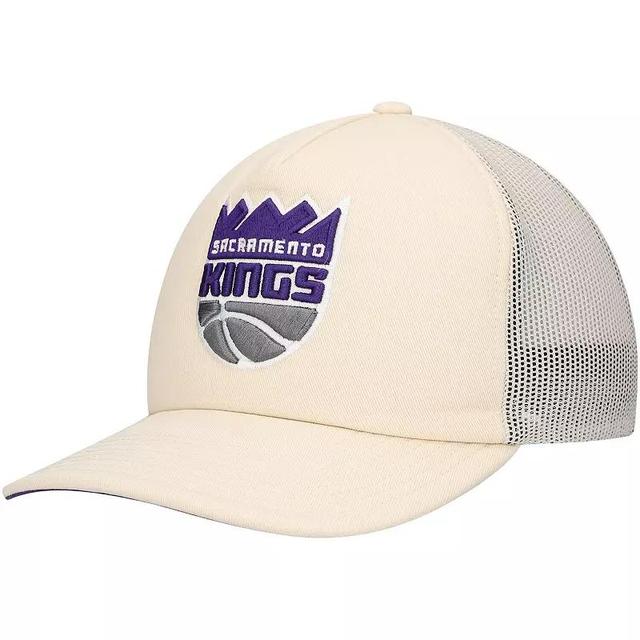 Mens Mitchell & Ness Cream Sacramento Kings Trucker Adjustable Hat Product Image