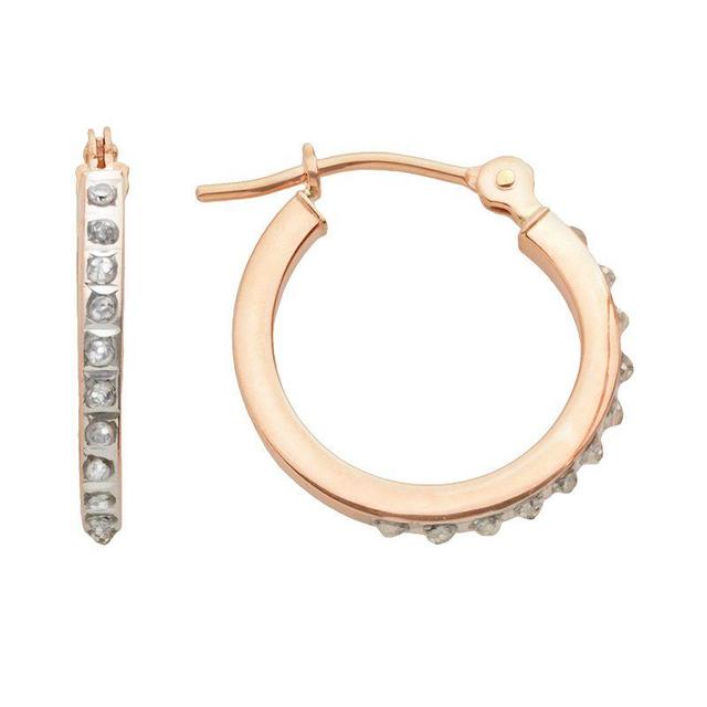 Diamond Fascination 14k Rose Gold Diamond Accent Hoop Earrings, Womens, Pink Product Image