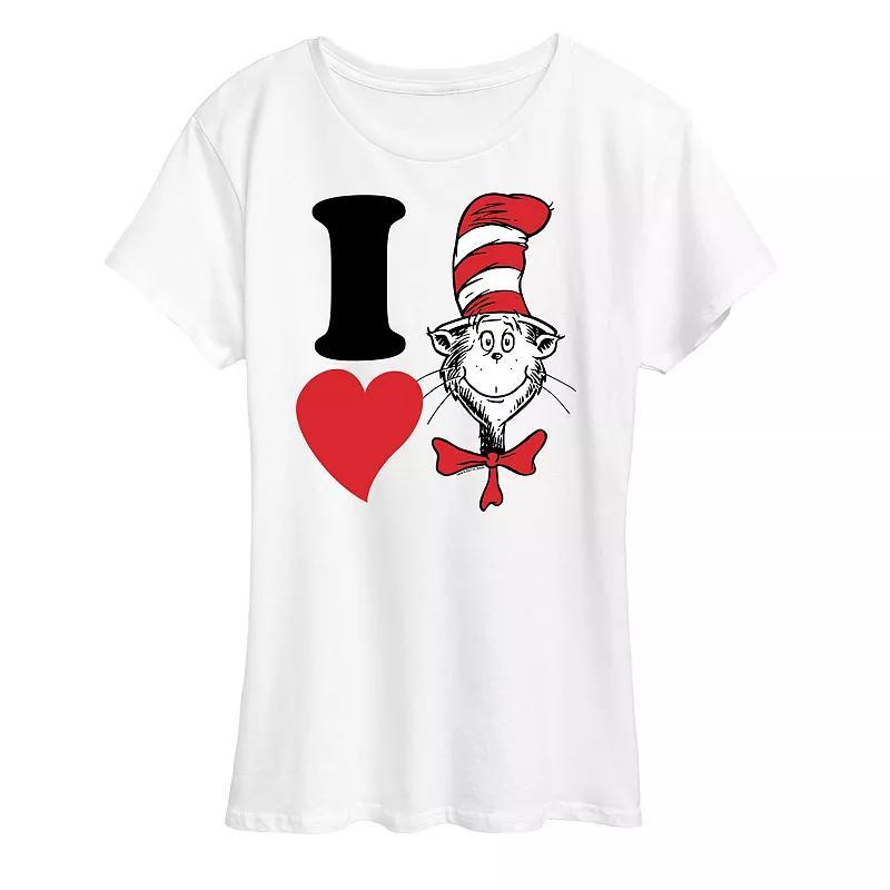 Womens Dr. Seuss I Love Cat In The Hat Graphic Tee Grey Gray Product Image