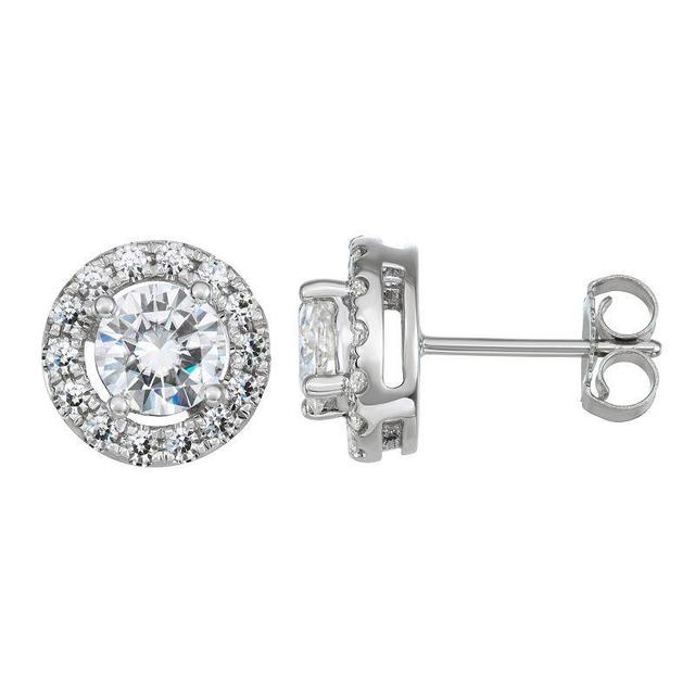 Charles & Colvard 1.28 Ct. T.w. Moissanite Halo Stud Earrings In 14K White Gold Product Image