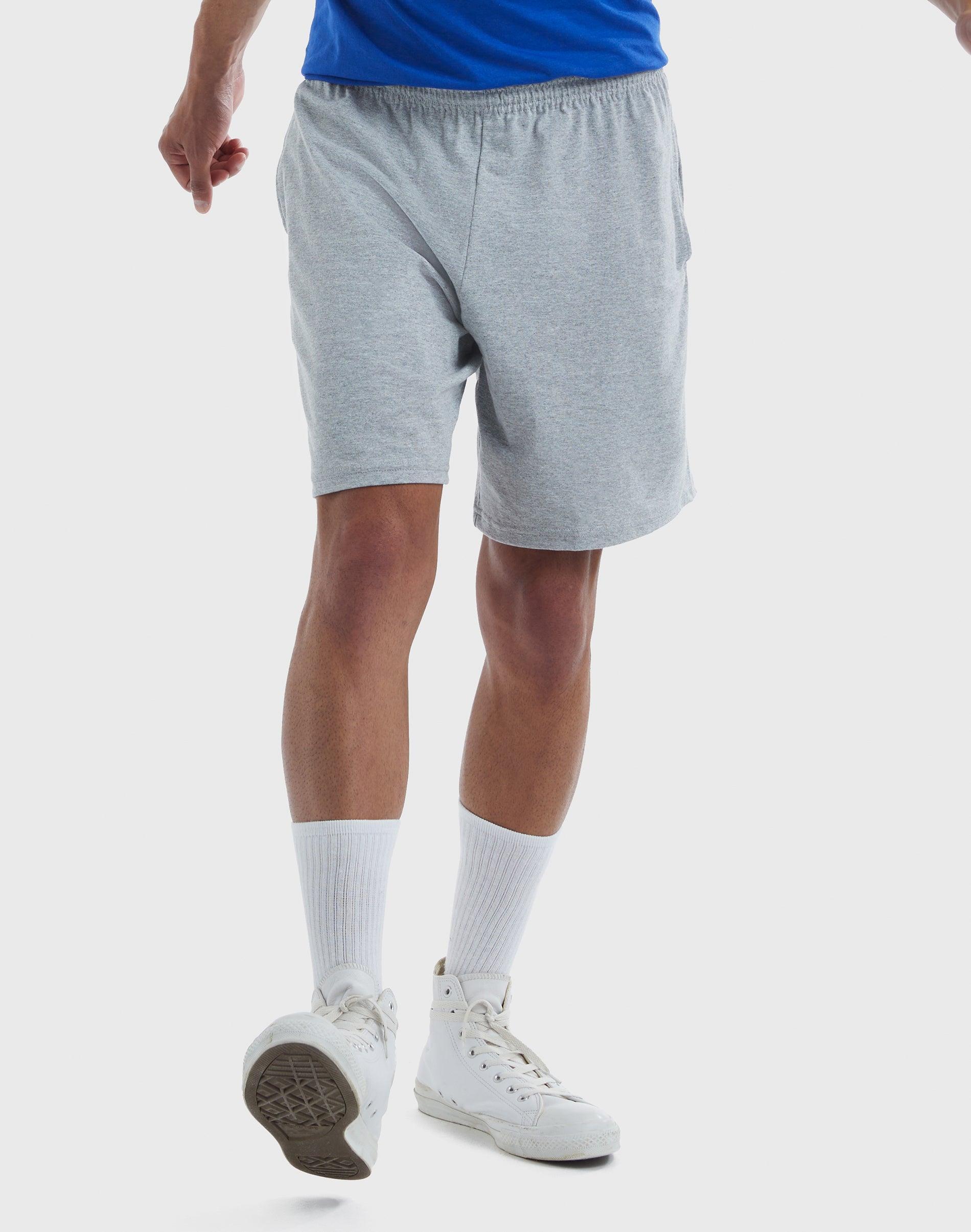 Mens Hanes ComfortSoft Jersey Pocket Shorts Grey Heather Product Image