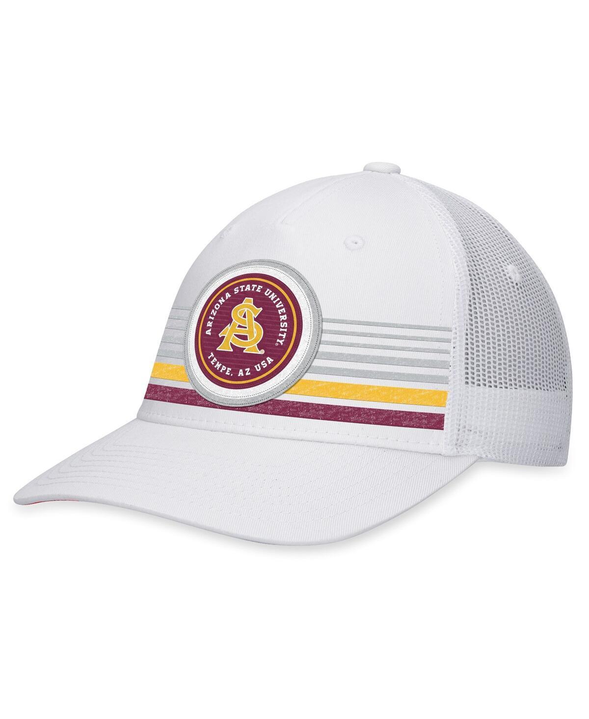 Mens Top of the World White Arizona State Sun Devils Top Trace Trucker Snapback Hat Product Image