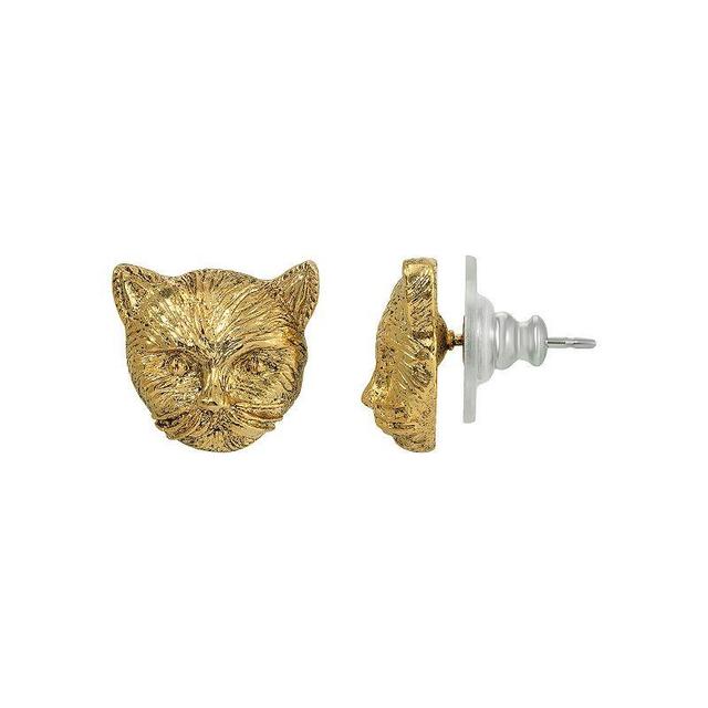 2028 Gold-Tone Cat Stud Earrings Product Image