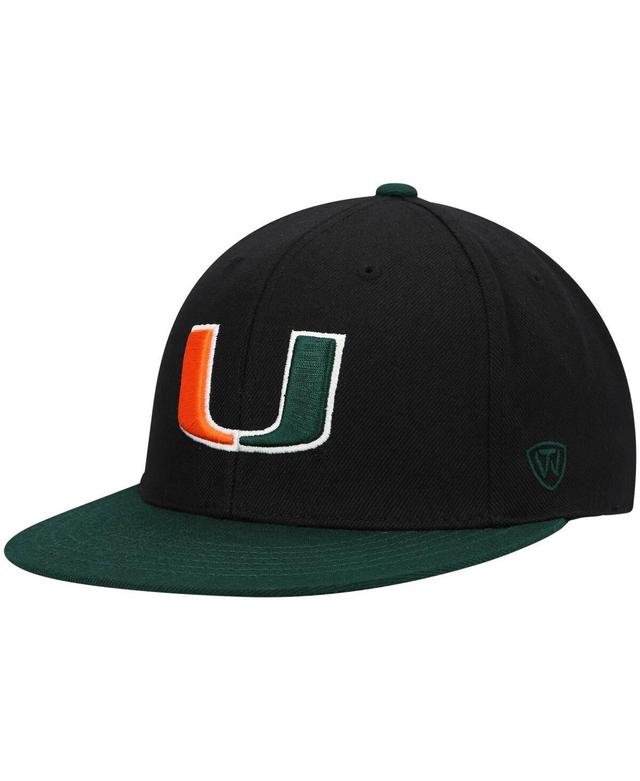 Mens Top of the World /Green Miami Hurricanes Team Color Two-Tone Fitted Hat Product Image