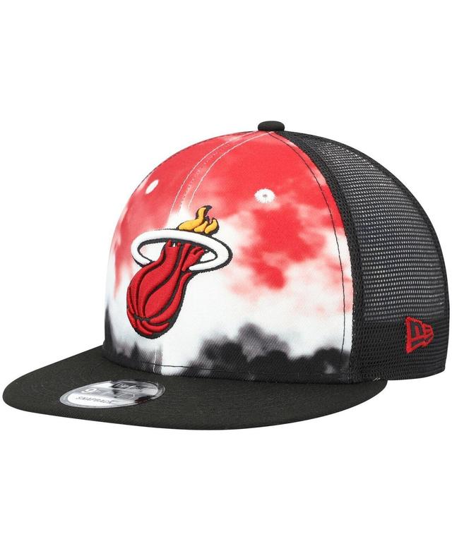 Mens New Era Miami Heat Hazy Trucker 9FIFTY Snapback Hat Product Image