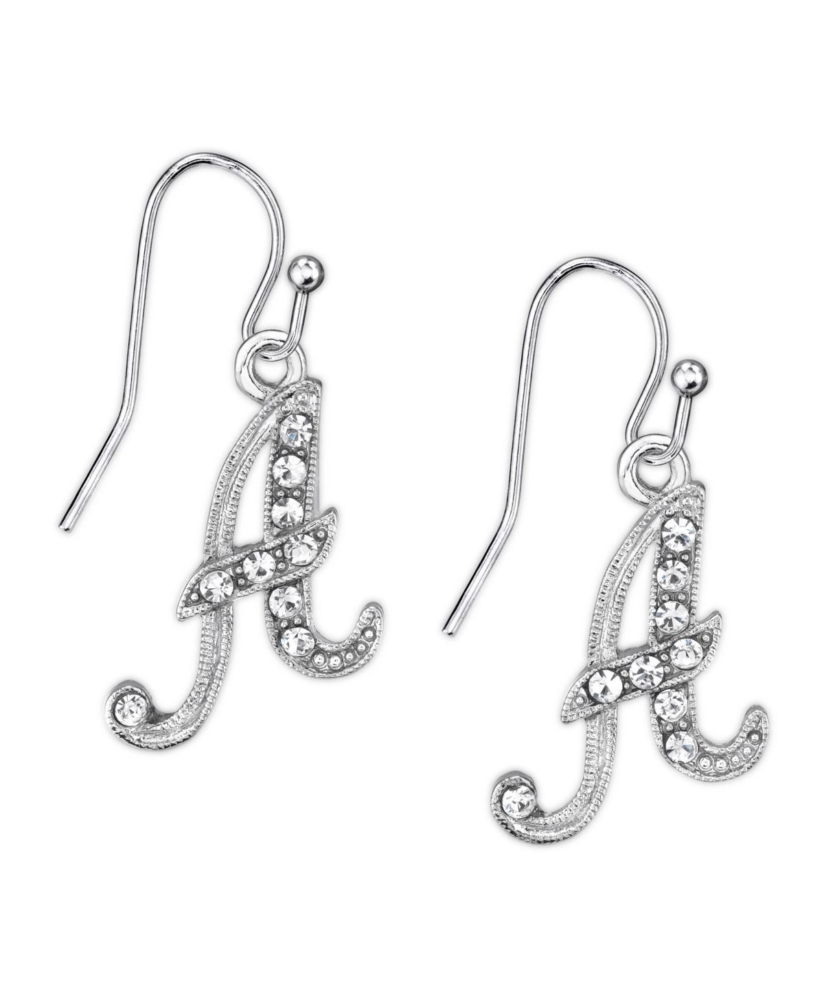 2028 Silver Tone Crystal Initial Wire Earring Product Image