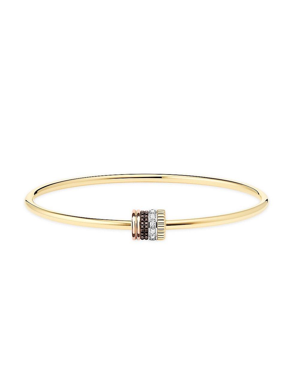 Womens Quatre Classique Tri-Tone 18K Gold, 0.11 TCW Diamond, & PVD Bangle Product Image