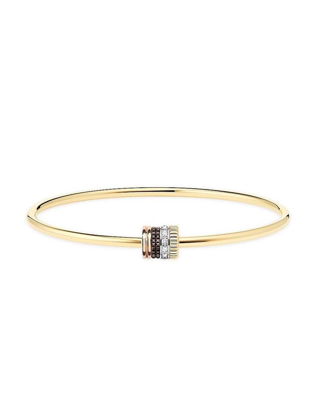 Womens Quatre Classique Tri-Tone 18K Gold, 0.11 TCW Diamond, & PVD Bangle Product Image