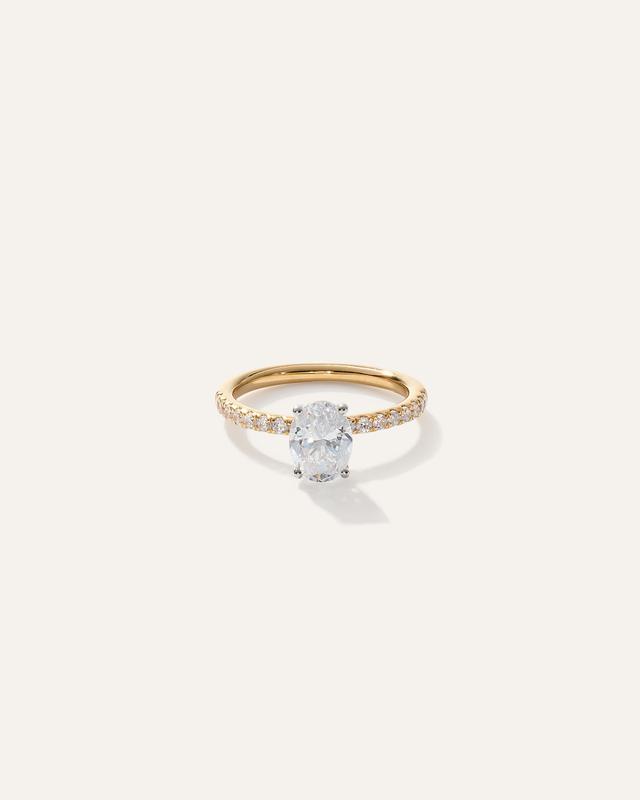 Lab Grown Diamond Oval Petite Pave Engagement Ring Product Image