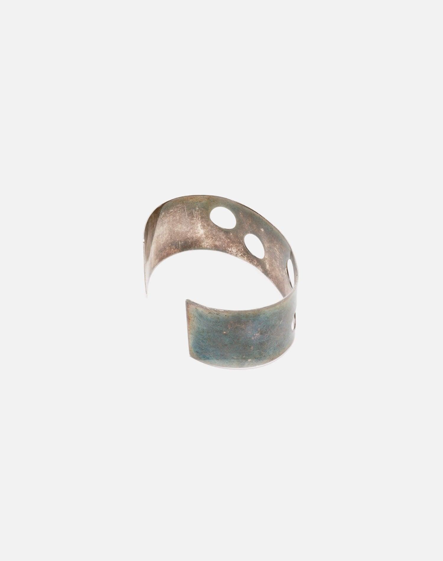 70s Sterling Circular Hole Bracelet Female Product Image