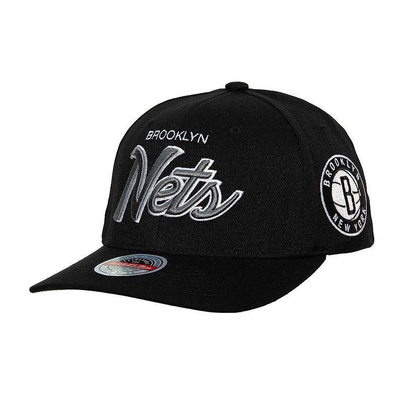 Mens Mitchell & Ness Black Brooklyn Nets Mvp Team Script 2.0 Stretch-Snapback Hat Product Image