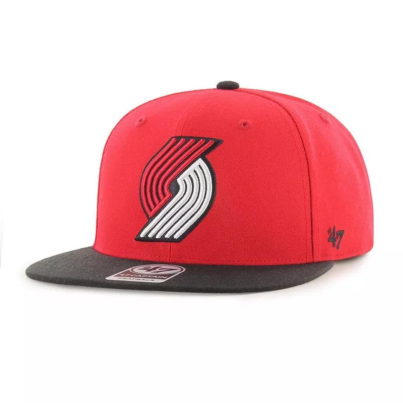 Mens 47 /Black Portland Trail Blazers Two-Tone No Shot Captain Snapback Hat Product Image