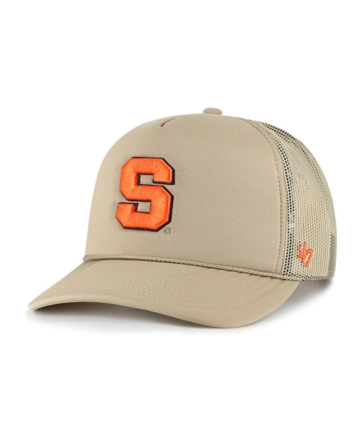 Mens 47 Khaki Syracuse Orange Foam Front Mesh Trucker Snapback Hat Product Image