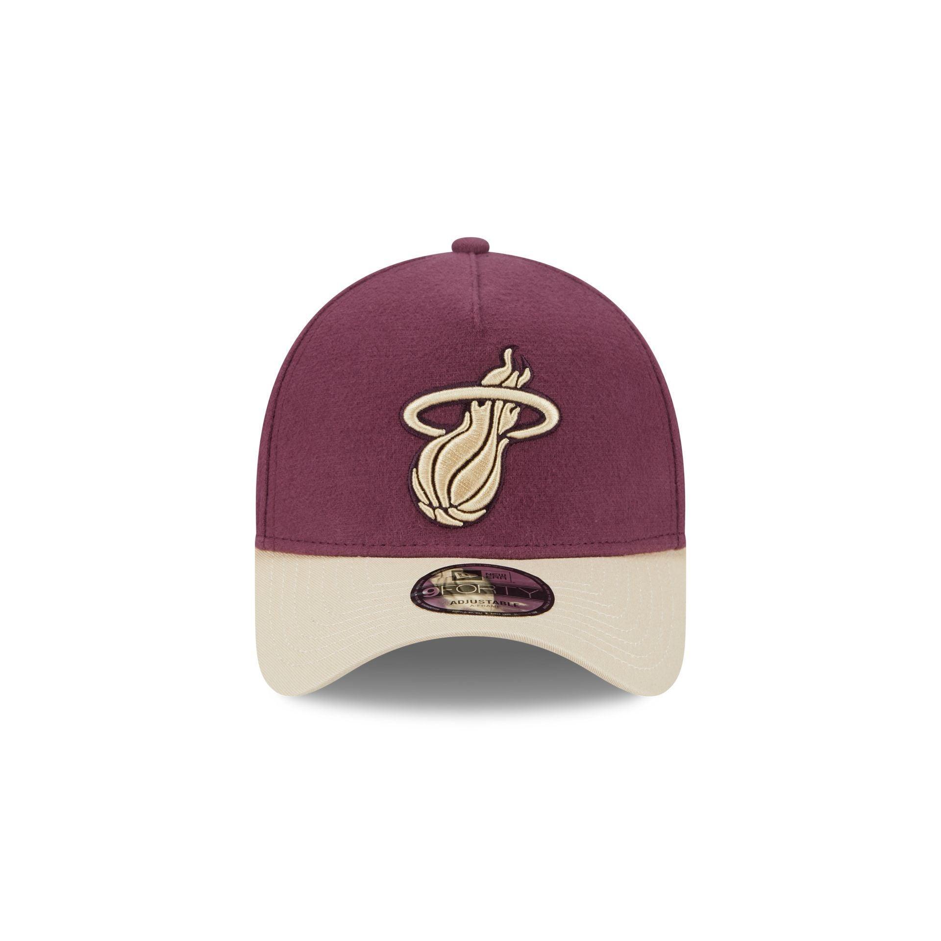 Miami Heat Moleskin Crown Maroon 9FORTY A-Frame Snapback Hat Male Product Image