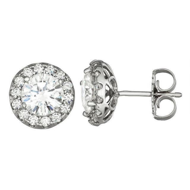 Charles & Colvard 14k White Gold 2 Carat T.W. Lab-Created Moissanite Halo Stud Earrings, Womens Product Image