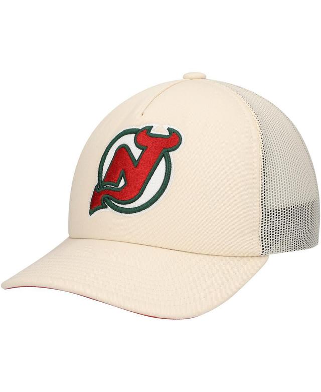 Mitchell & Ness Mens Cream New Jersey Devils Foam Front Trucker Adjustable Hat Product Image