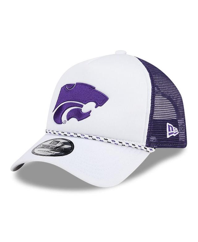 Mens New Era /Purple Kansas State Wildcats Court Sport Foam A-Frame 9FORTY Adjustable Trucker Hat Product Image