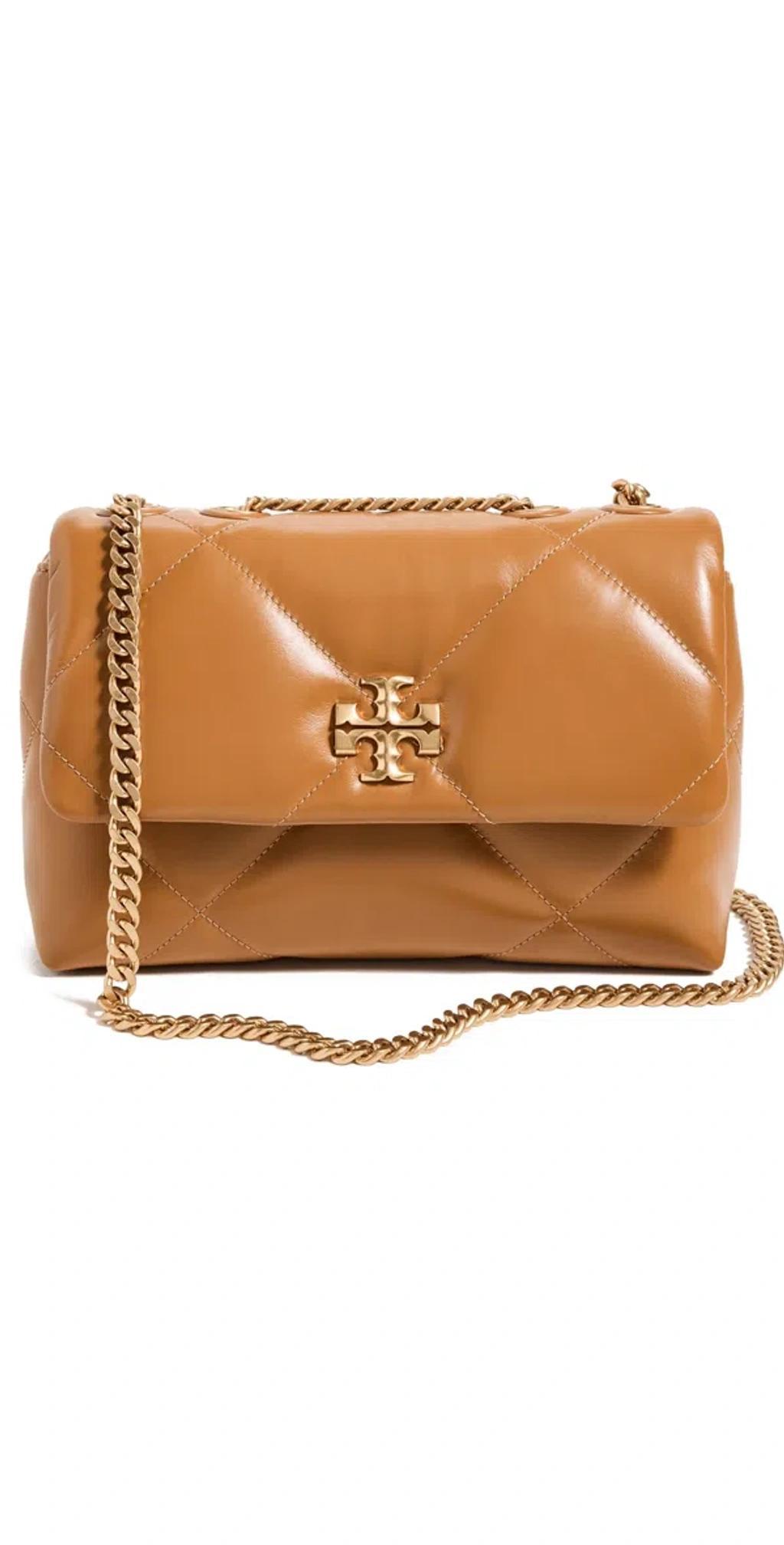 TORY BURCH Kira Diamond Quilt Small Convertible Shoulder Bag Tan Product Image