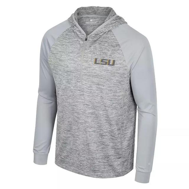 Mens Colosseum Gray LSU Tigers Cybernetic Raglan Quarter-Zip Hooded Top Product Image