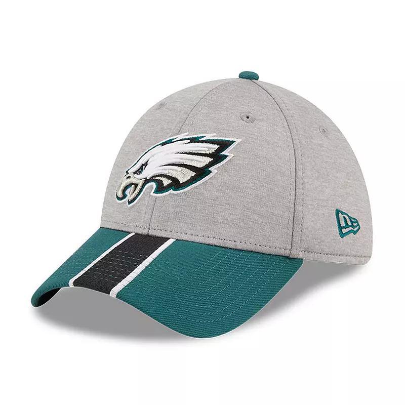 Mens New Era Heather Gray/Midnight Green Philadelphia Eagles Striped 39THIRTY Flex Hat Product Image