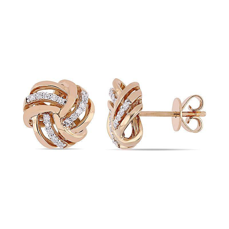 Stella Grace 14k Rose Gold 1/6 Carat T.W. Diamond Love Knot Stud Earrings, Womens, 14k Pink Product Image