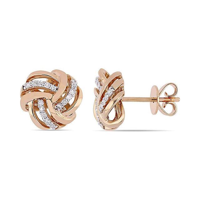 Stella Grace 14k Rose Gold 1/6 Carat T.W. Diamond Love Knot Stud Earrings, Womens, White Product Image