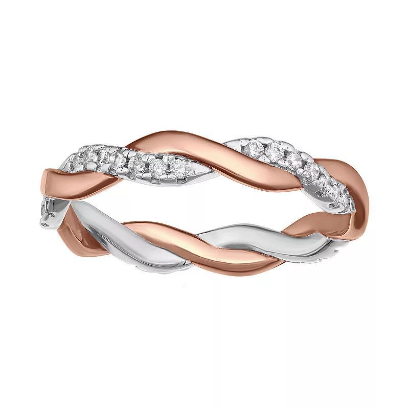 PRIMROSE Sterling Silver Cubic Zirconia Braided Band Ring, Womens Pink Product Image