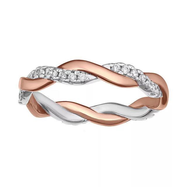 PRIMROSE Sterling Silver Cubic Zirconia Braided Band Ring, Womens Pink Product Image