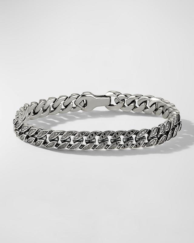 Mens Black Diamond Curb Chain Bracelet Product Image