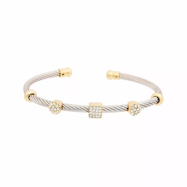 Juvell Two Tone 18k Gold Plated Cubic Zirconia Cuff Bracelet, Womens Product Image